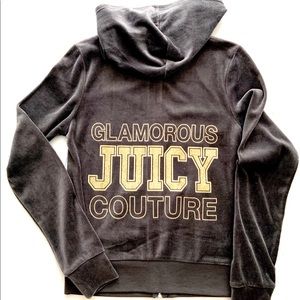❤️ NEW! JUICY COUTURE VOLOUR GREY ZIP UP W GOLD